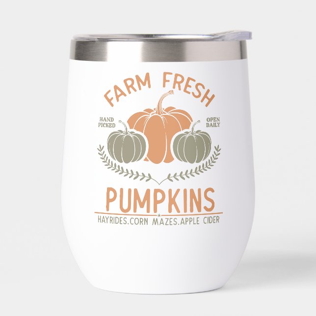 Farm Fresh Pumpkins | Hand Picked Thermal Wine Tumbler (Left)
