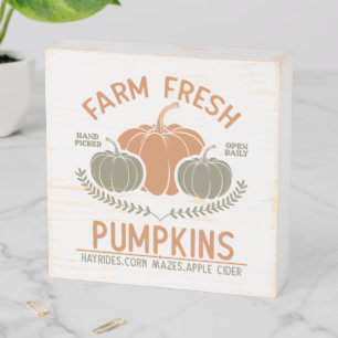 Farm Fresh Pumpkins Hand Picked Wooden Box Sign