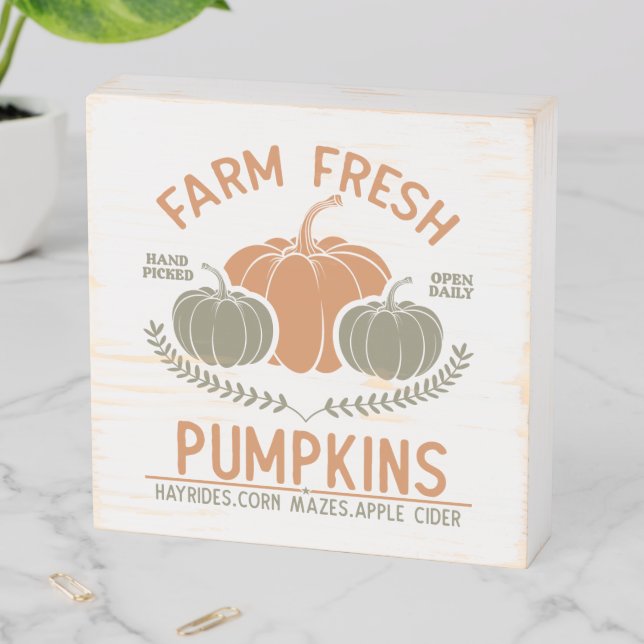 Farm Fresh Pumpkins | Hand Picked Wooden Box Sign (In Situ Horizontal)