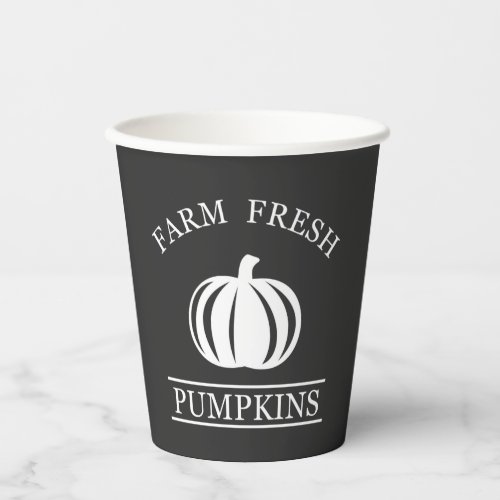 Farm fresh pumpkins paper cups