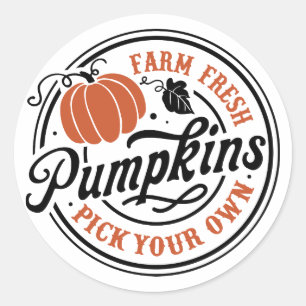 Farm Fresh Pumpkins, Pick Your Own Classic Round Sticker