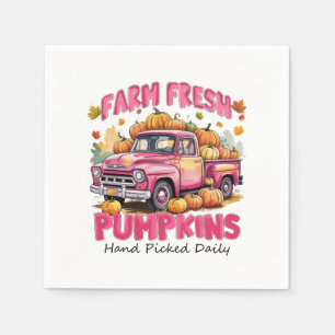 Farm Fresh Pumpkins – Pink Truck Autumn Harvest Napkins