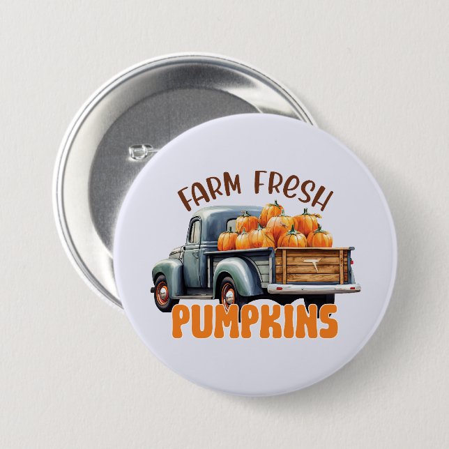 Farm Fresh Pumpkins – Rustic Truck Button (Front & Back)