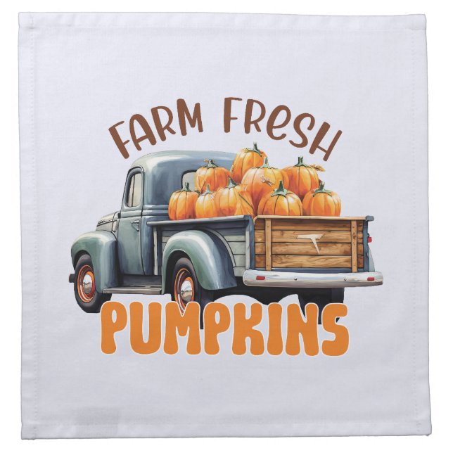 Farm Fresh Pumpkins – Rustic Truck Cloth Napkin (Front)