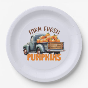 Farm Fresh Pumpkins – Rustic Truck Paper Plates