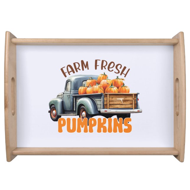 Farm Fresh Pumpkins – Rustic Truck Serving Tray (Front)