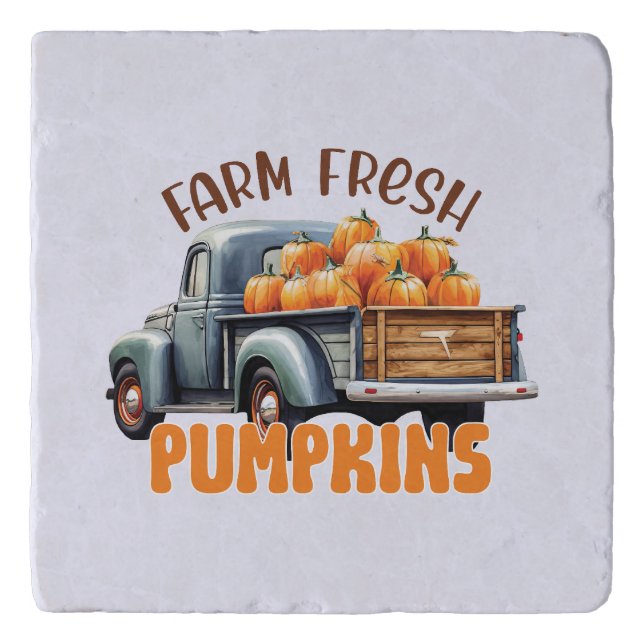 Farm Fresh Pumpkins – Rustic Truck Trivet (Front)