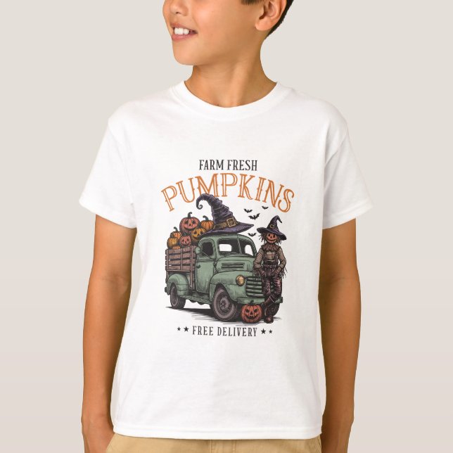 Farm Fresh Pumpkins Scarecrow T-Shirt (Front)