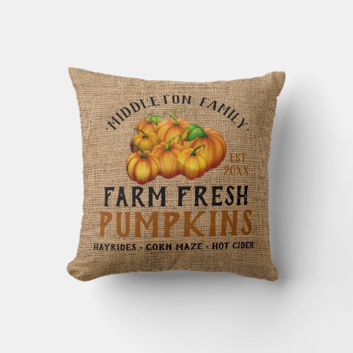Farm Fresh Pumpkins Throw Pillow