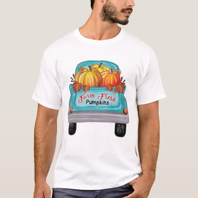 Farm Fresh Pumpkins Vintage Truck T-Shirt (Front)