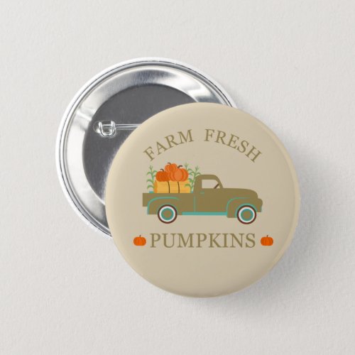 Farm fresh pumpkins watercolor fall autumn button