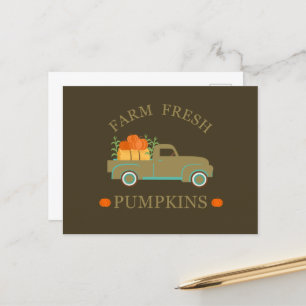 Farm fresh pumpkins watercolor fall autumn holiday postcard