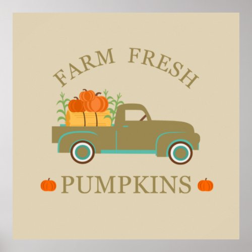 Farm fresh pumpkins watercolor fall autumn poster