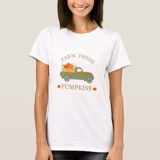 Farm fresh pumpkins watercolor fall autumn T-Shirt (Front)
