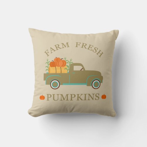 Farm fresh pumpkins watercolor fall autumn throw pillow