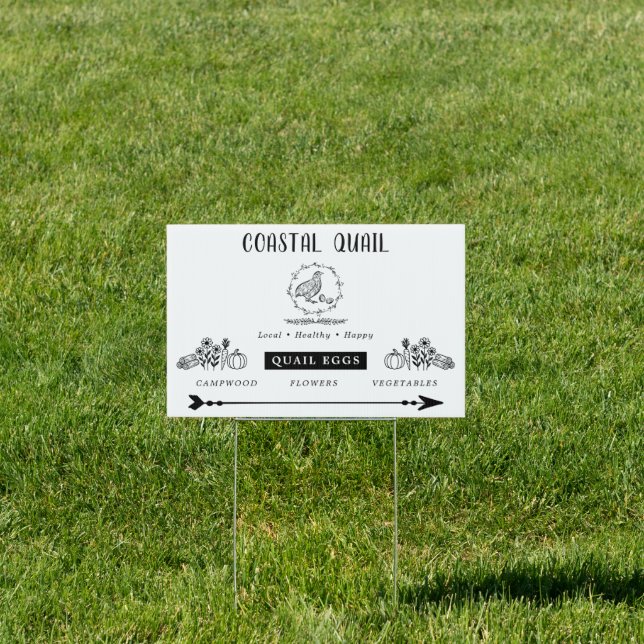 Farm Fresh Quail Eggs For Sale Two Sided Custom Sign (Insitu)