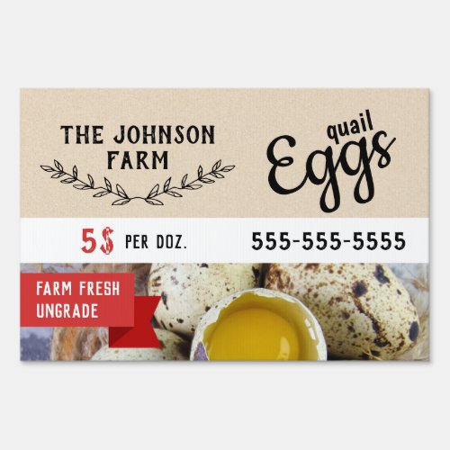 Farm Fresh Quail Eggs For Sale Two Sided Custom Sign