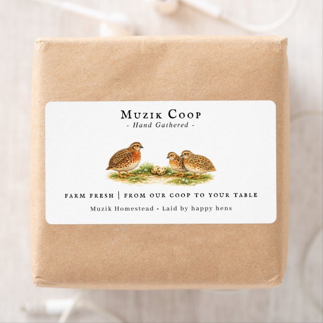 Farm Fresh Quail Eggs | Monogram Egg Carton Label (Insitu)