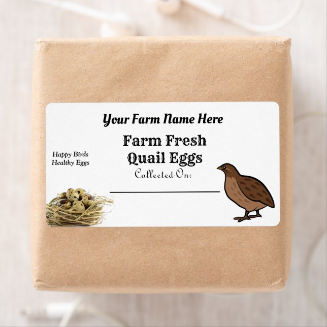 Farm Fresh Quail Eggs White Carton Label (Insitu)
