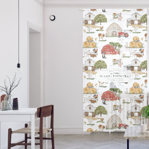Farm Fresh Rustic Watercolor Farm Monogram Sheer Curtains