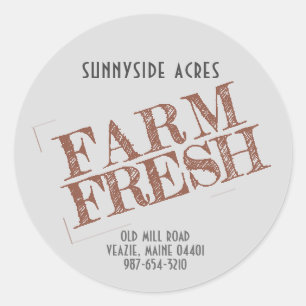 FARM FRESH 'STAMP' Faded Red on Gray Classic Round Sticker