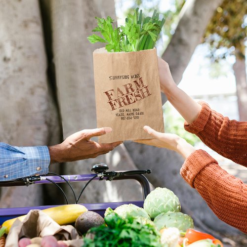 FARM FRESH STAMP Faded Red on White Kraft Food Favor Bag