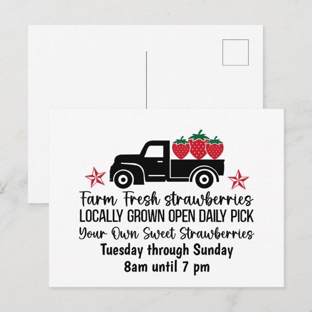 Farm fresh Strawberries fruit customizable  Postcard (Front/Back)