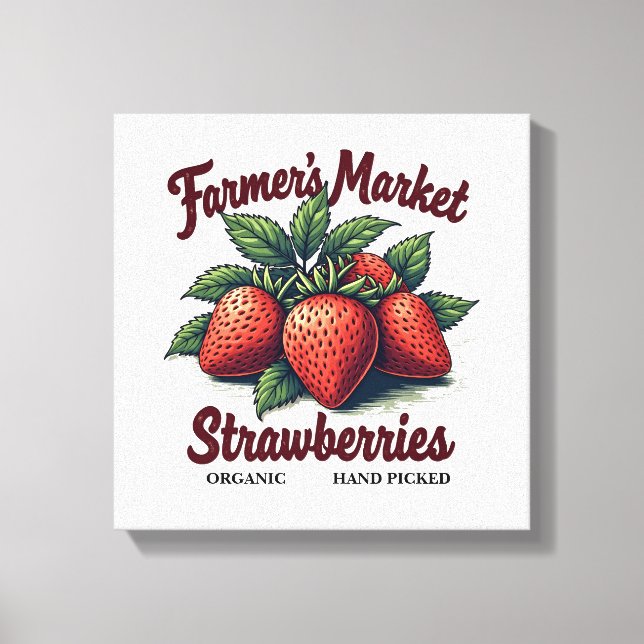 Farm Fresh Strawberries Organic Canvas Art (Front)