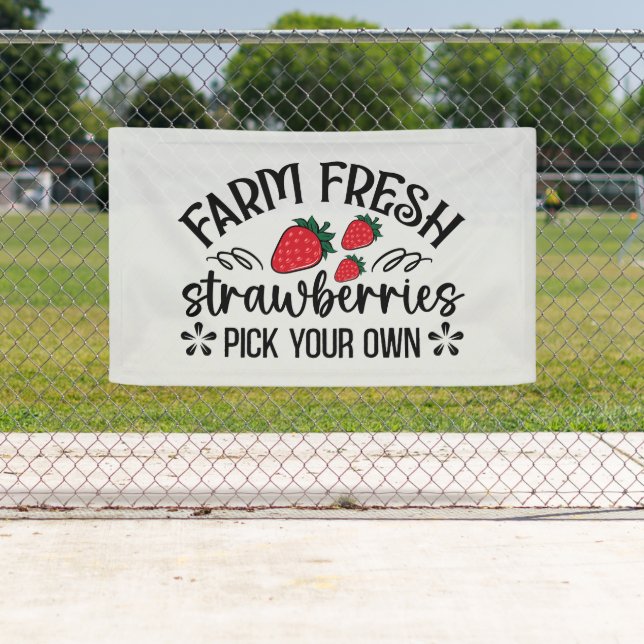 Farm fresh strawberries pick own word art banner (Insitu)