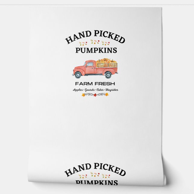 FARM FRESH, THANKSGIVING, OLD RED TRUCK PUMPKIN PA WALLPAPER  (Unrolling)