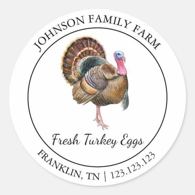 Farm Fresh Turkey Egg Modern label (Front)