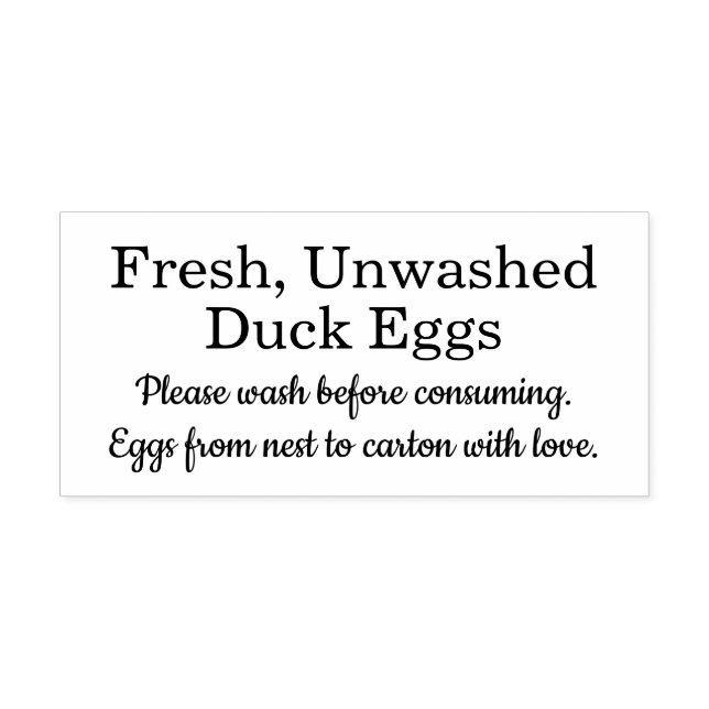 Farm Fresh Unwashed Duck Eggs Carton Self-inking Stamp (Design)