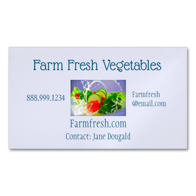Farm Fresh Vegetables Organic Gardening  Business Card Magnet (Front)