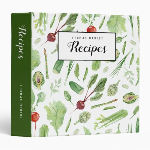 Farm Fresh Veggies Recipe Binder Custom White