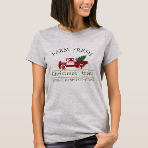 Farm fresh vintage classic truck pine trees T-Shirt