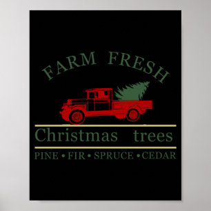 Farm Fresh Vintage Clic Truck Ne Trees _1 Poster