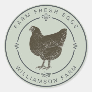 Farm Fresh Vintage Hen Eggs Carton Pastel Green Classic Round Sticker