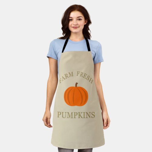 Farm fresh watercolor pumpkin fall autumn apron