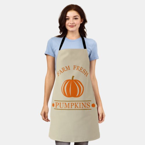 Farm fresh watercolor pumpkin fall autumn apron