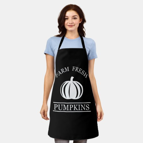 Farm fresh watercolor pumpkin fall autumn apron