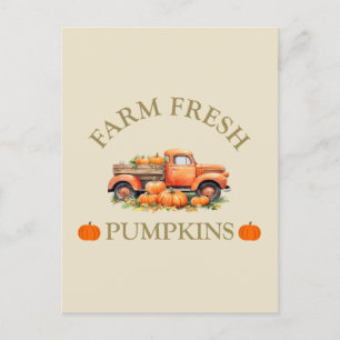 Farm fresh watercolor pumpkins fall autumn holiday postcard