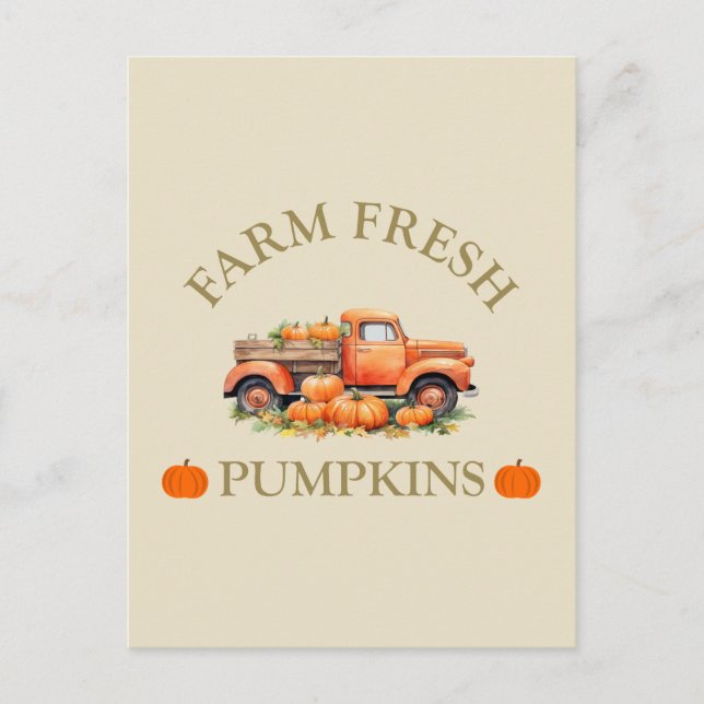 Farm fresh watercolor pumpkins fall autumn holiday postcard (Front)