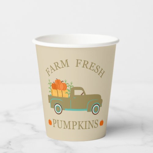 farm fresh watercolor pumpkins fall autumn paper cups