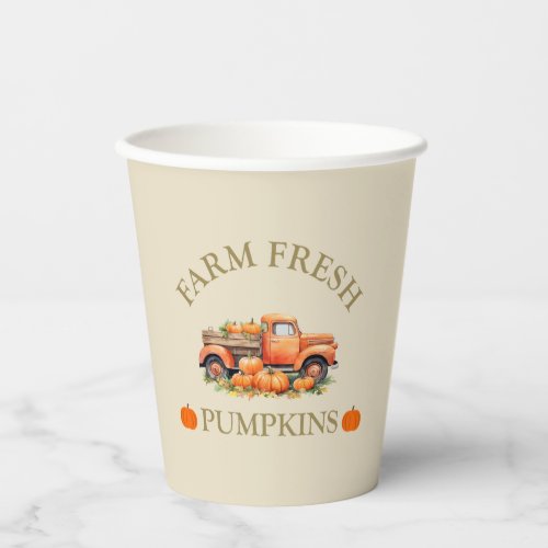 Farm fresh watercolor pumpkins fall autumn paper cups