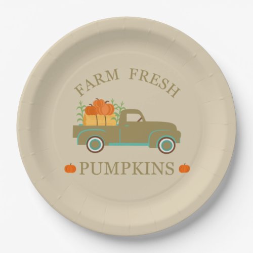 farm fresh watercolor pumpkins fall autumn paper plates