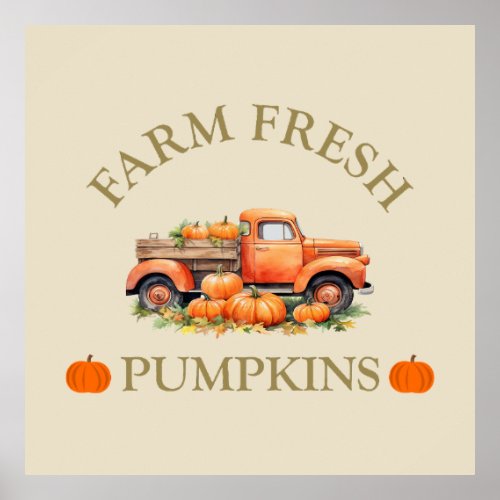 Farm fresh watercolor pumpkins fall autumn poster