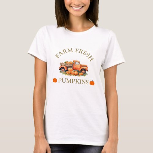 Farm fresh watercolor pumpkins fall autumn T_Shirt