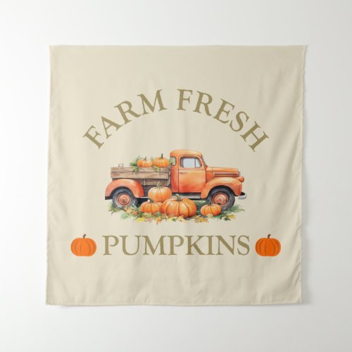 Farm fresh watercolor pumpkins fall autumn tapestry