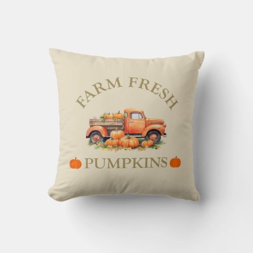 Farm fresh watercolor pumpkins fall autumn throw pillow