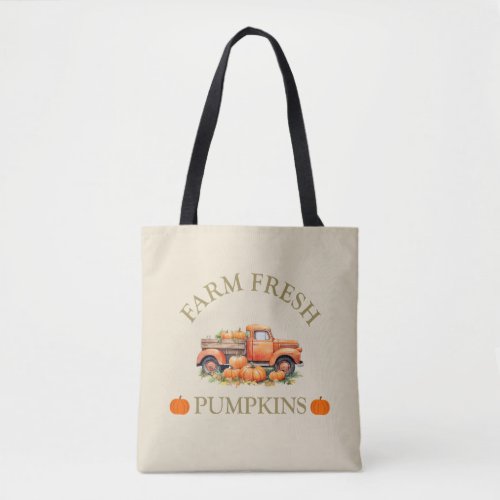 Farm fresh watercolor pumpkins fall autumn tote bag